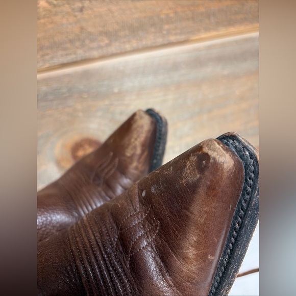 Vtg Y2k LANE Boots Floral Jade Sz 8.5 Embroidered Snip Toe Leather Cowgirl Boots - Picture 6 of 16